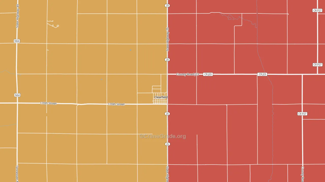 Clearfield, IA Map of Assault Rates