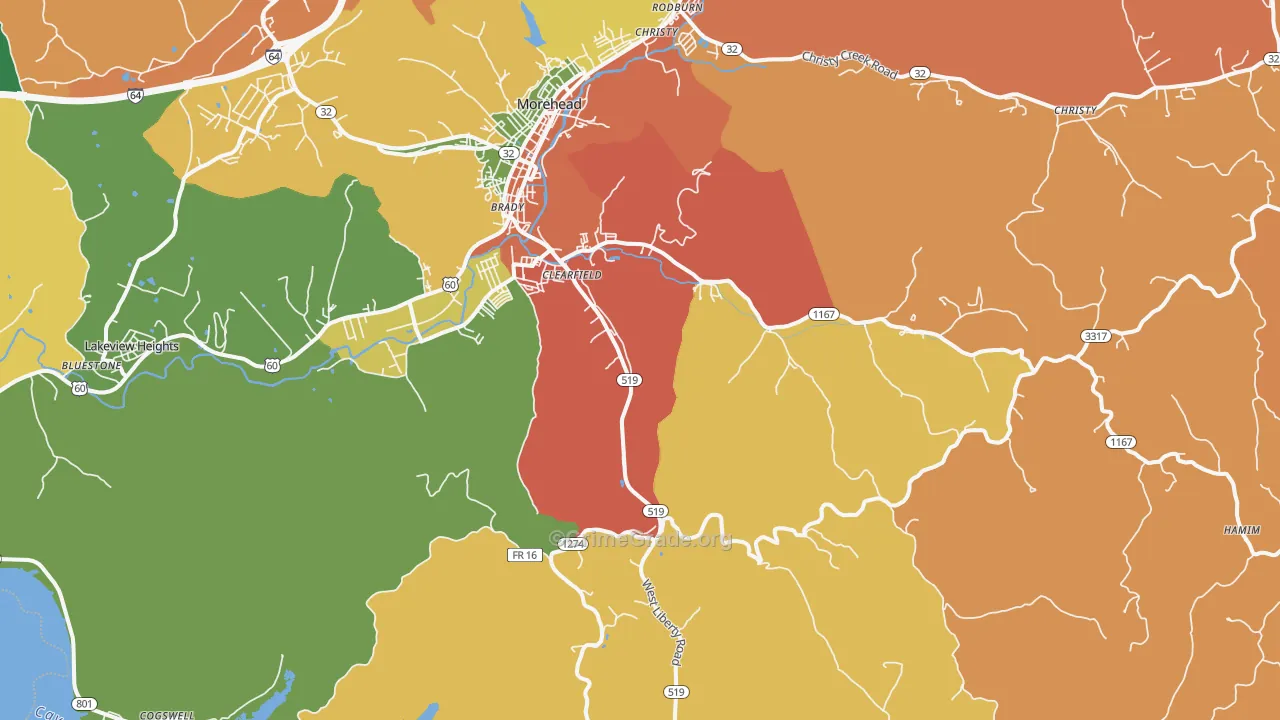 Clearfield, KY Map of Assault Rates