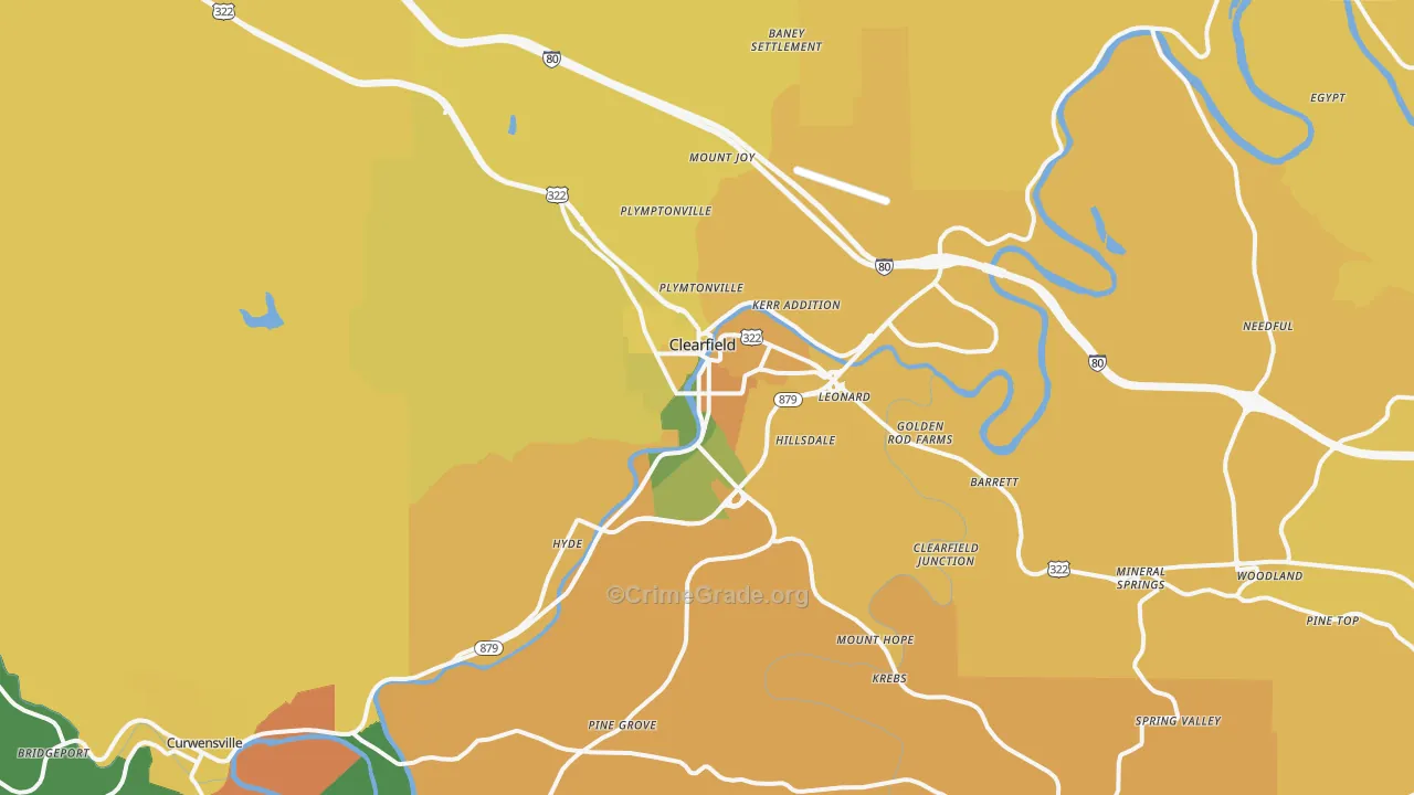 Clearfield, PA Map of Assault Rates