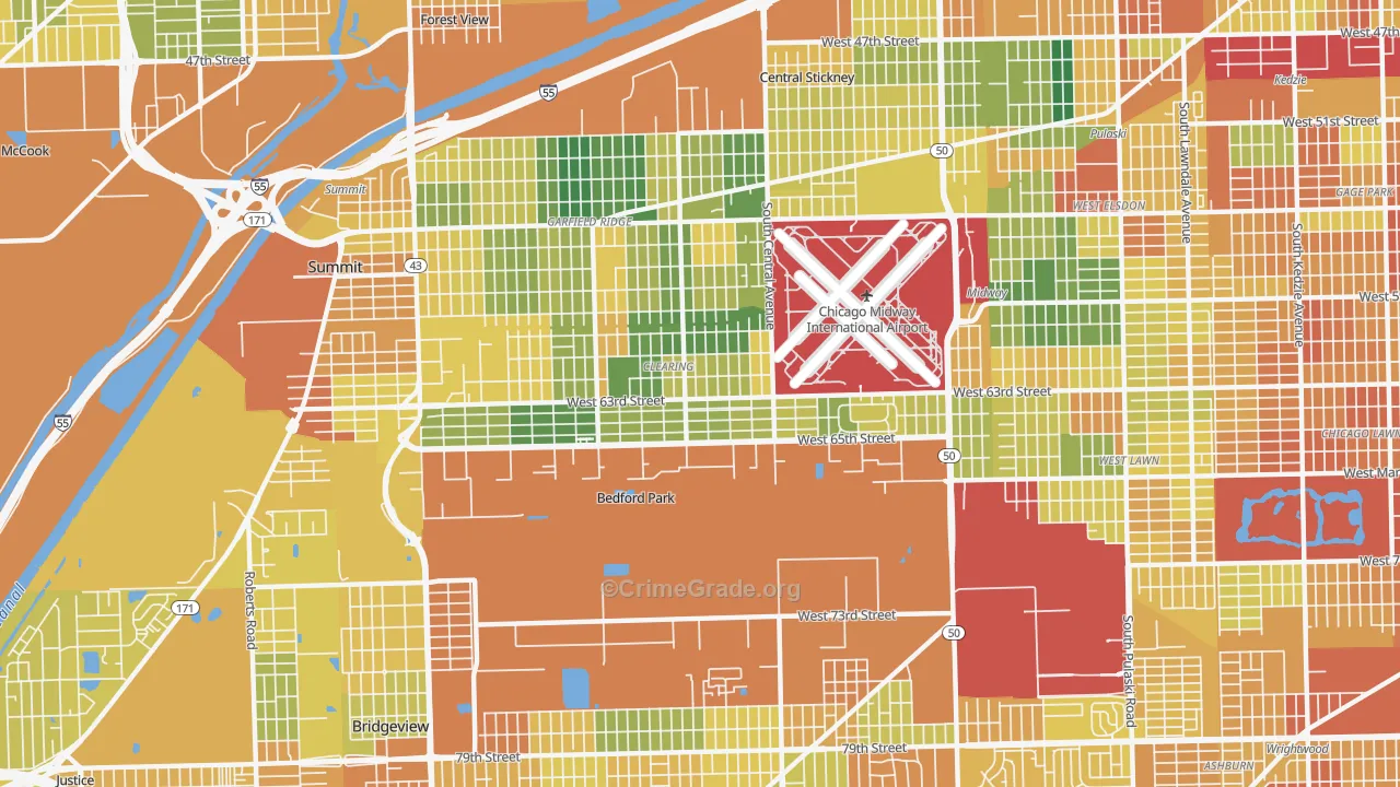 Clearing, Chicago, IL Map of Assault Rates