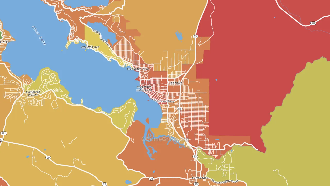 Clearlake, CA Map of Assault Rates