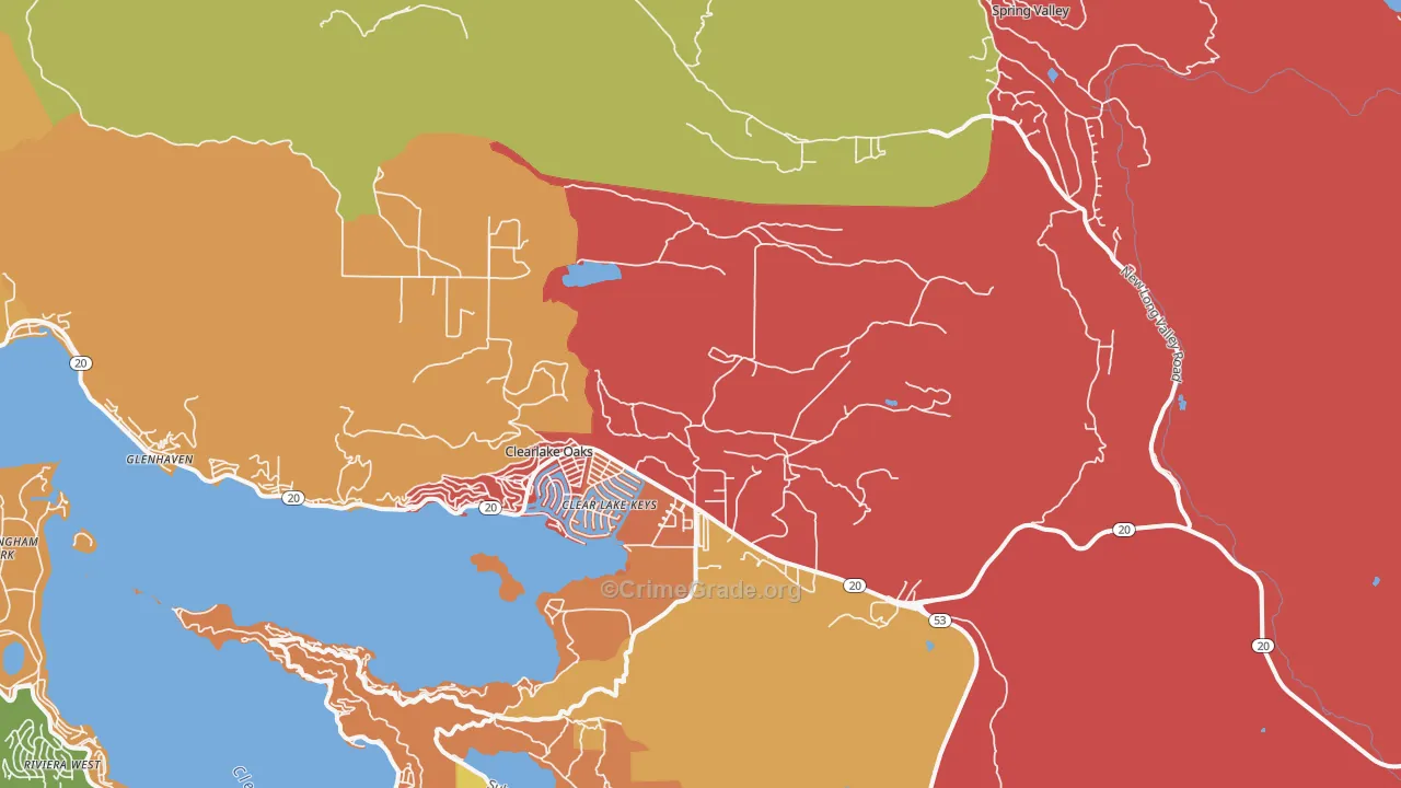 Clearlake Oaks, CA Map of Assault Rates