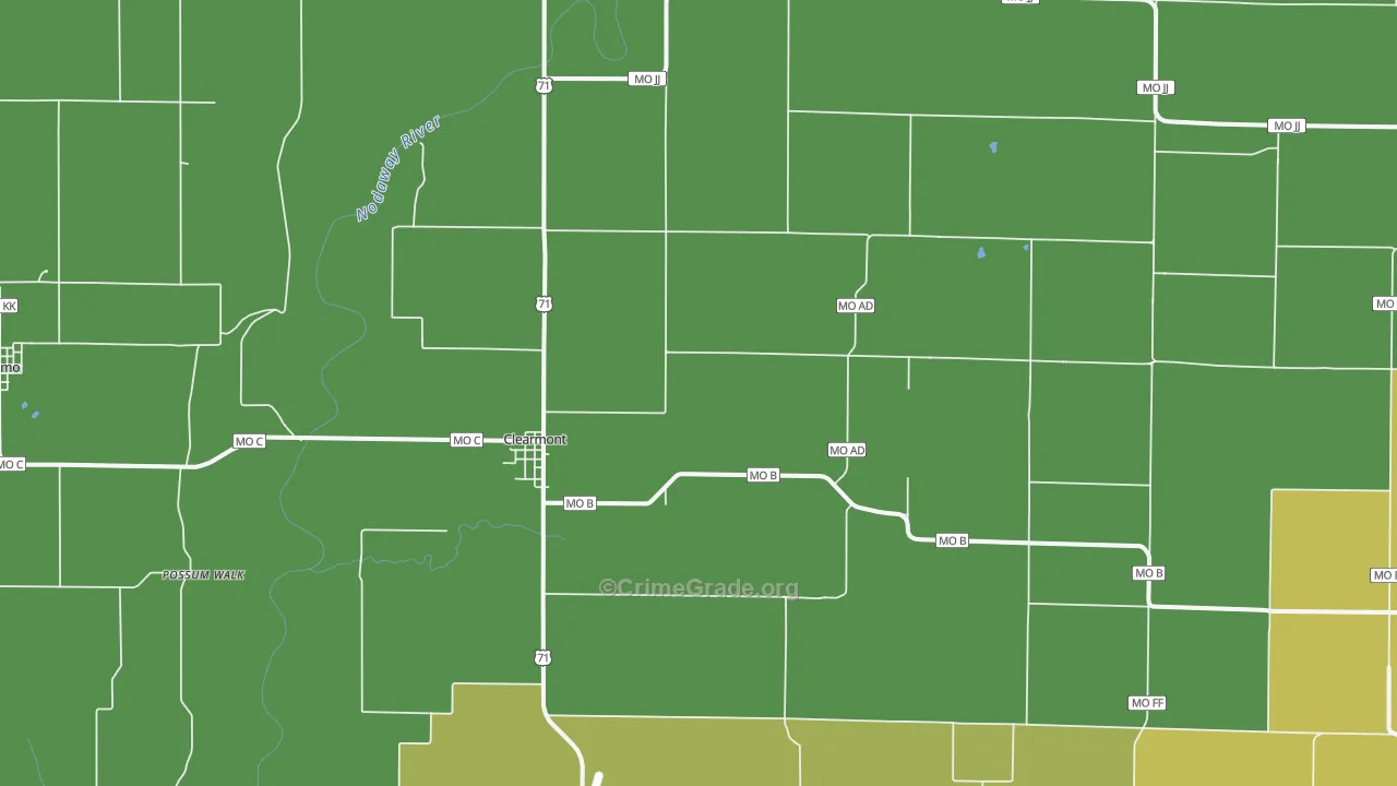 Clearmont, MO Map of Assault Rates