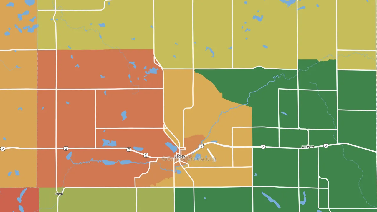 Clearwater County, MN Map of Assault Rates
