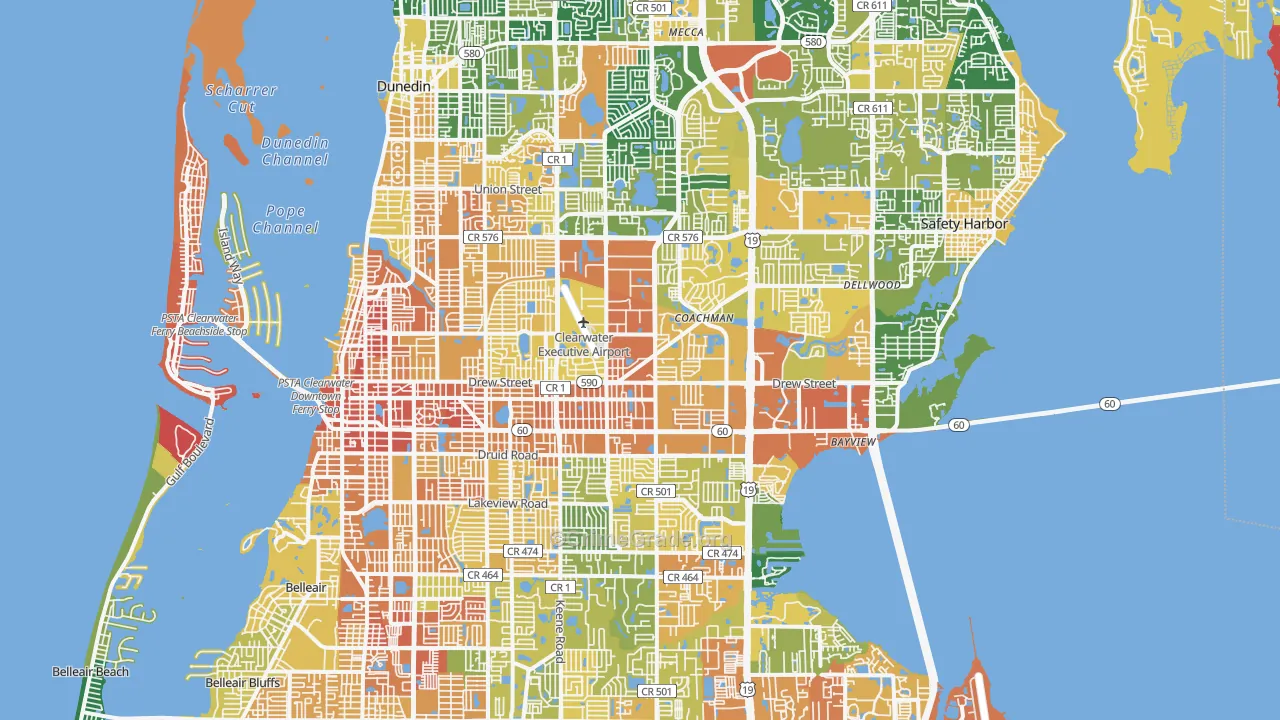 Clearwater, FL Map of Assault Rates