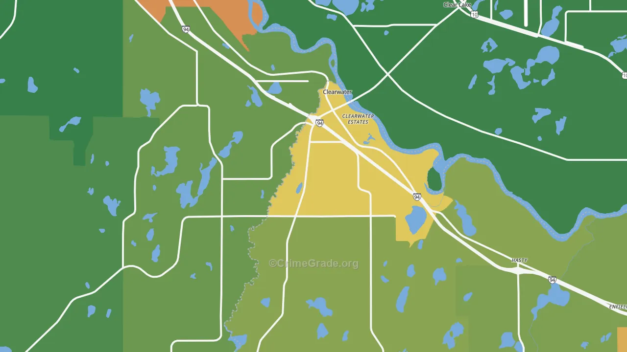 Clearwater, MN Map of Assault Rates