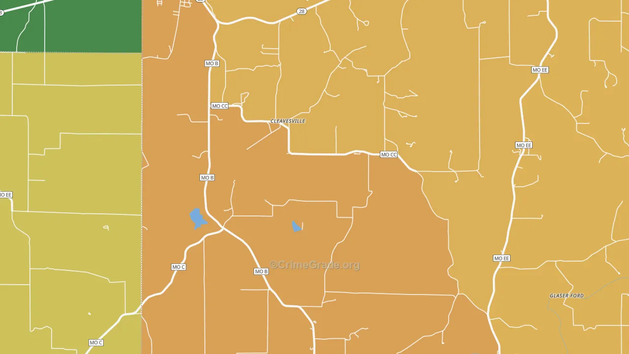 Cleavesville, MO Map of Assault Rates