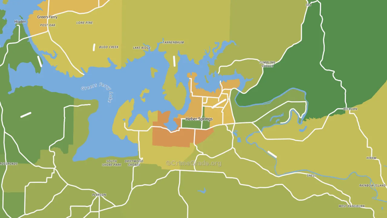 Cleburne County, AR Map of Assault Rates