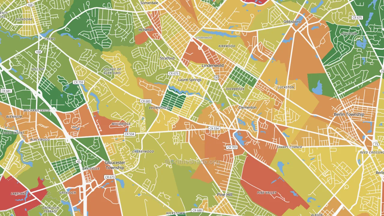 Clementon, NJ Map of Assault Rates