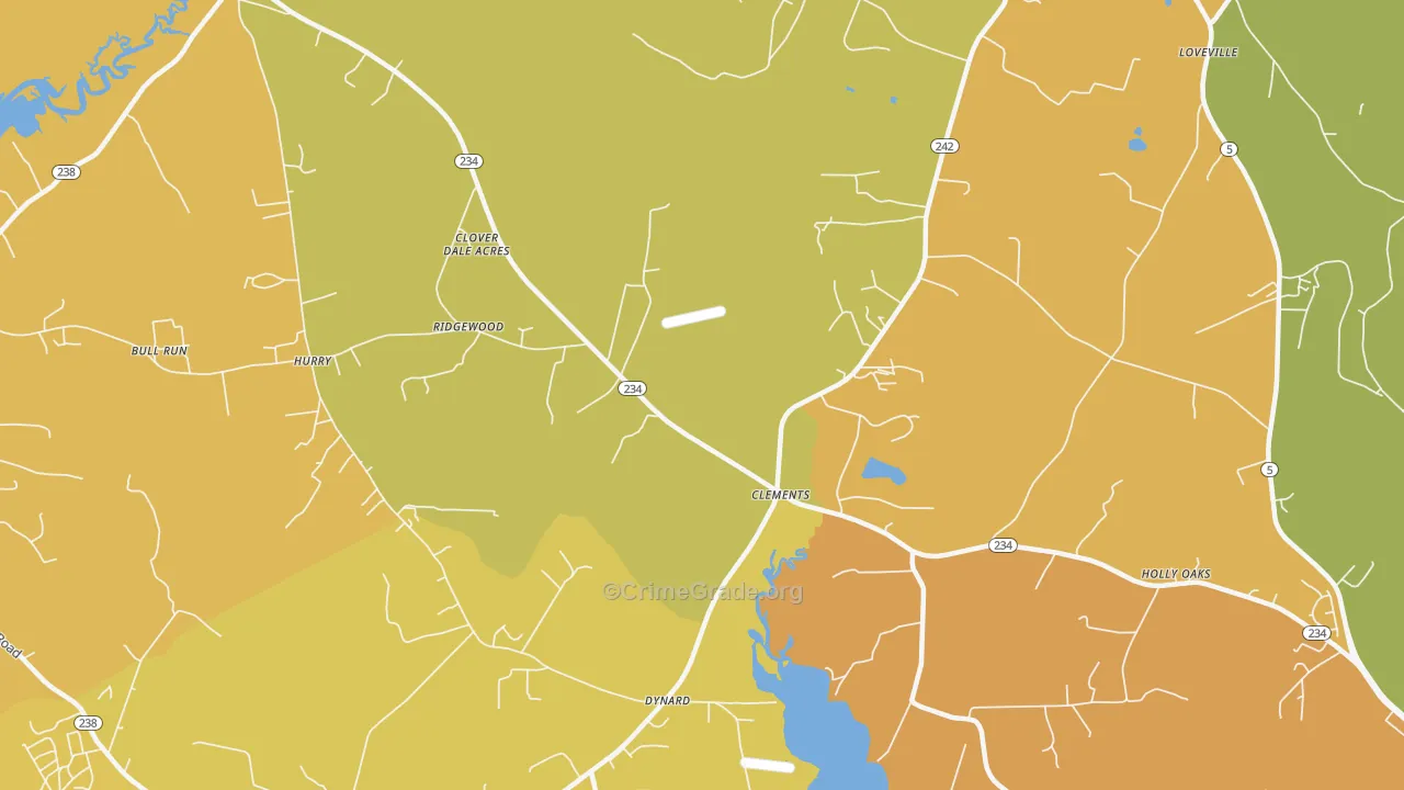 Clements, MD Map of Assault Rates