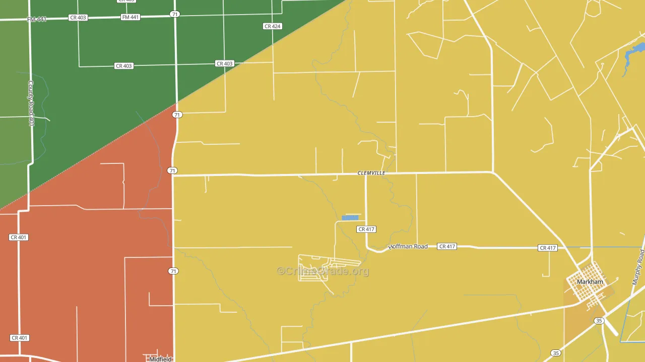 Clemville, TX Map of Assault Rates