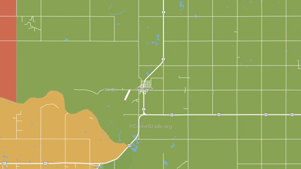 Cleo Springs, OK Map of Assault Rates