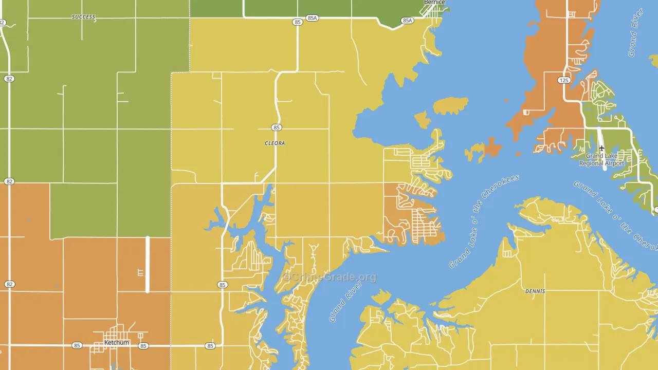 Cleora, OK Map of Assault Rates