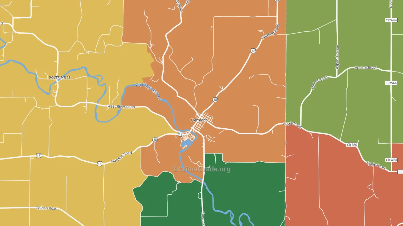 Clermont, IA Map of Assault Rates