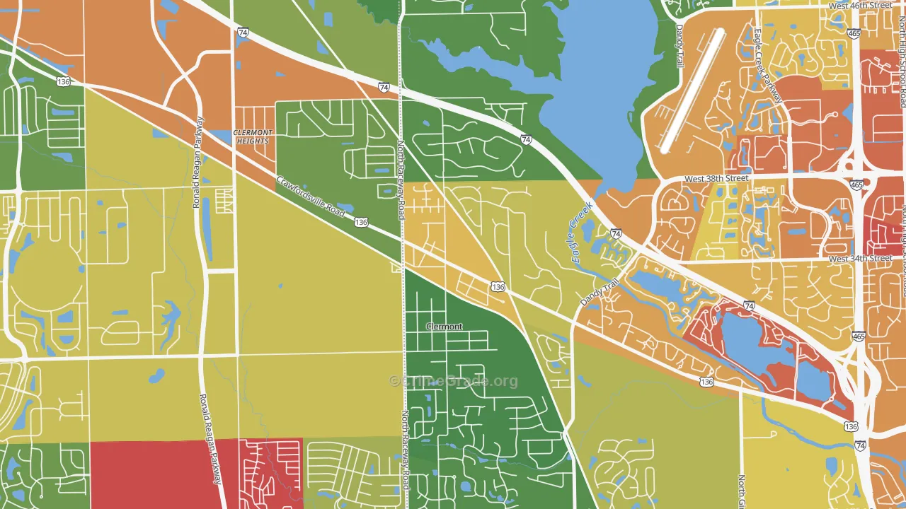 Clermont, IN Map of Assault Rates