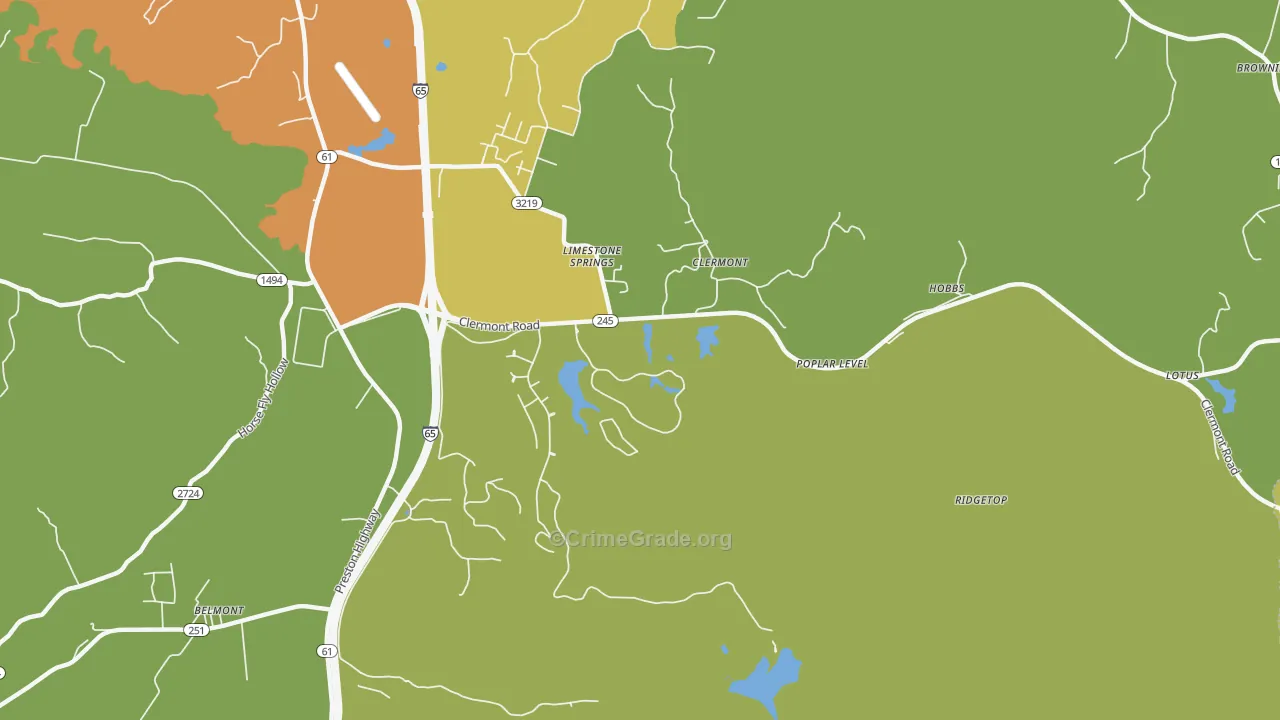 Clermont, KY Map of Assault Rates