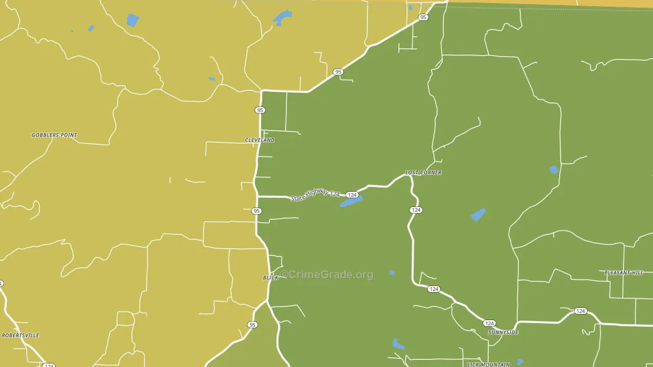 Cleveland, AR Map of Assault Rates