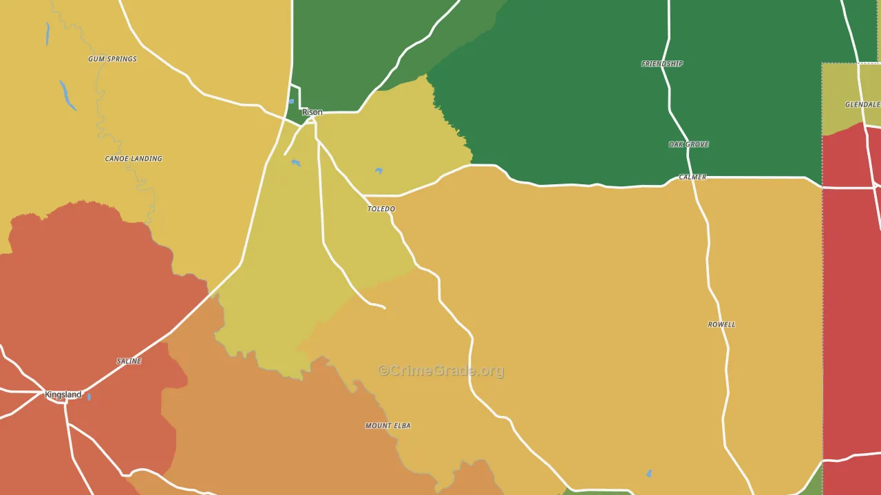 Cleveland County, AR Map of Assault Rates