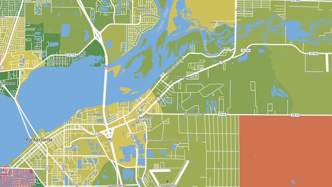 Cleveland, FL Map of Assault Rates