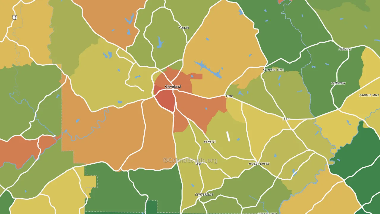 Cleveland, GA Map of Assault Rates