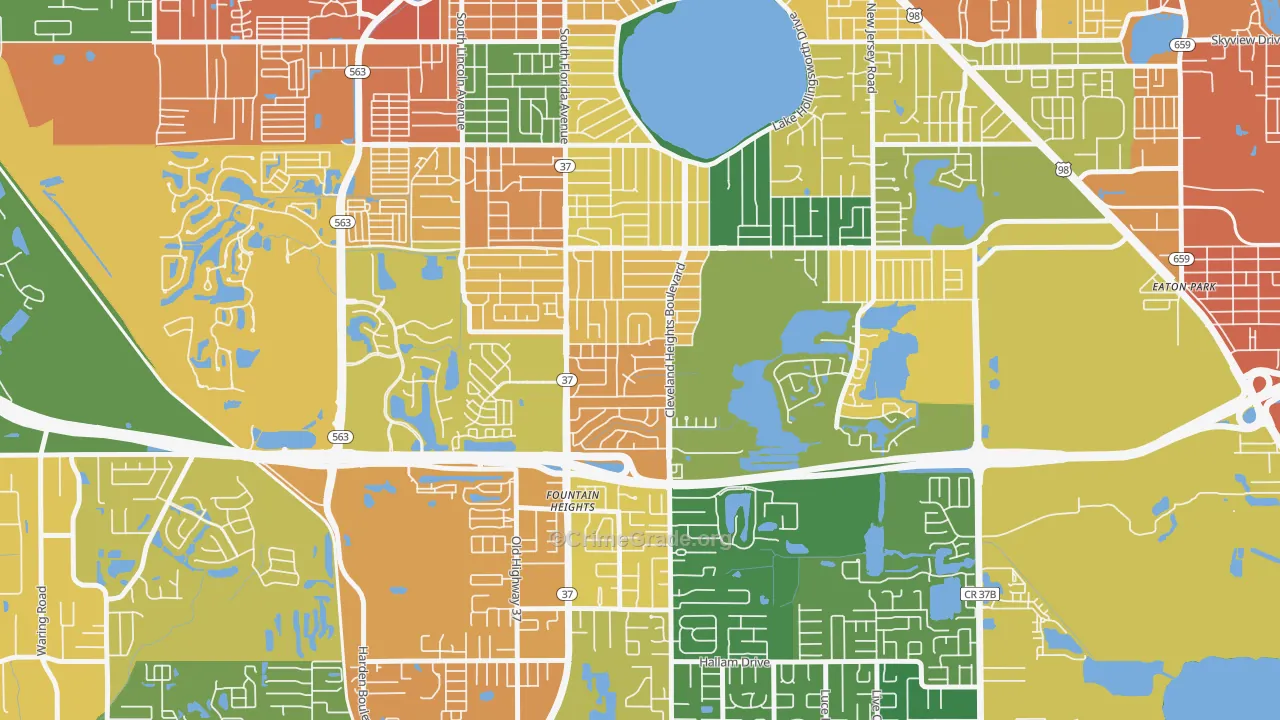 Cleveland Heights, Lakeland, FL Map of Assault Rates