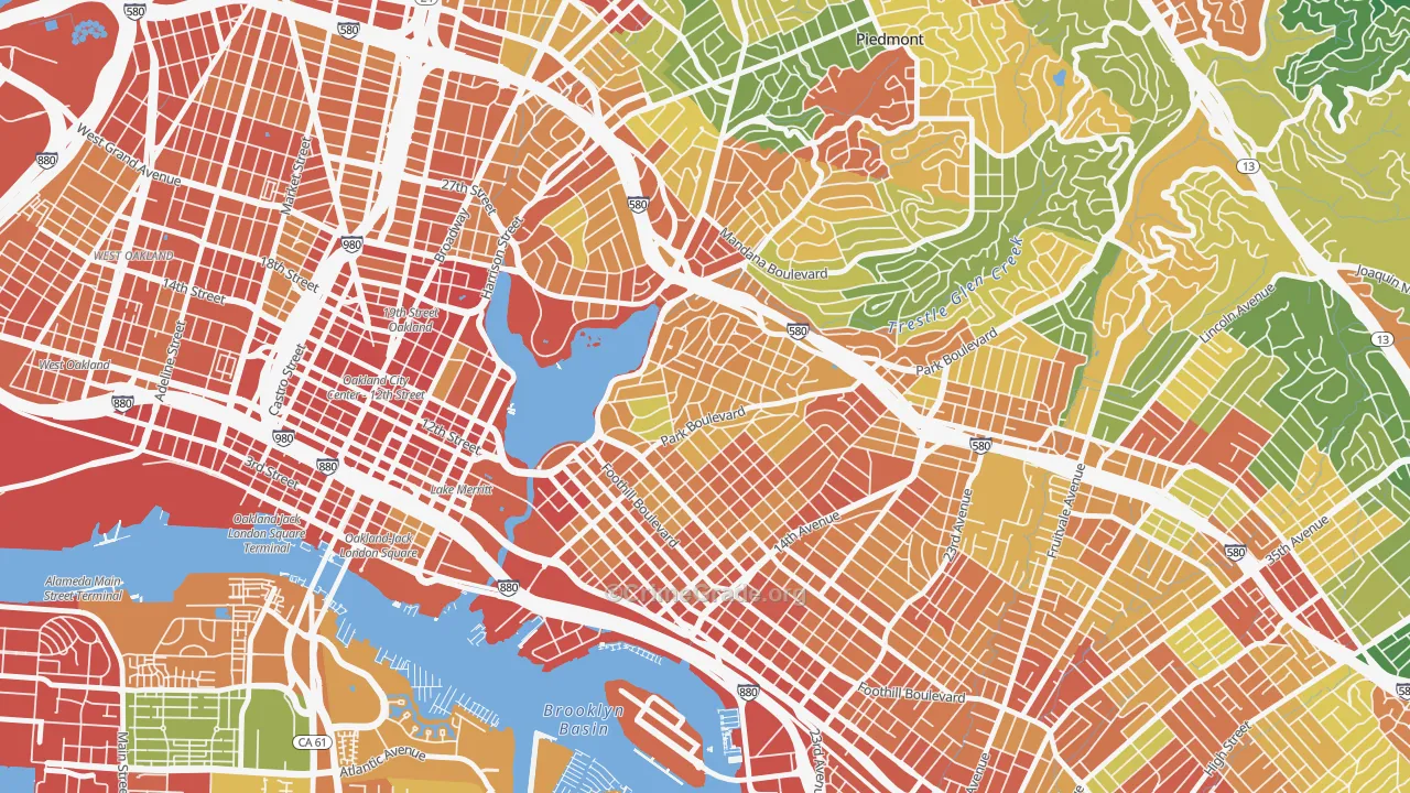 Cleveland Heights, Oakland, CA Map of Assault Rates