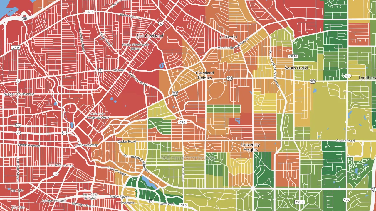 Cleveland Heights, OH Map of Assault Rates