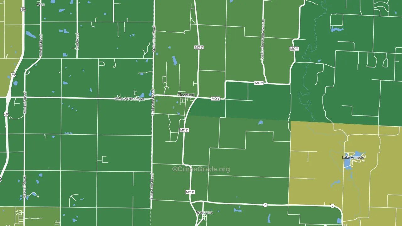 Cleveland, MO Map of Assault Rates