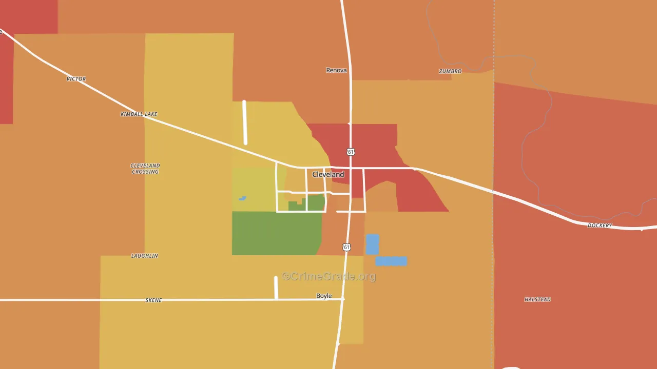Cleveland, MS Map of Assault Rates