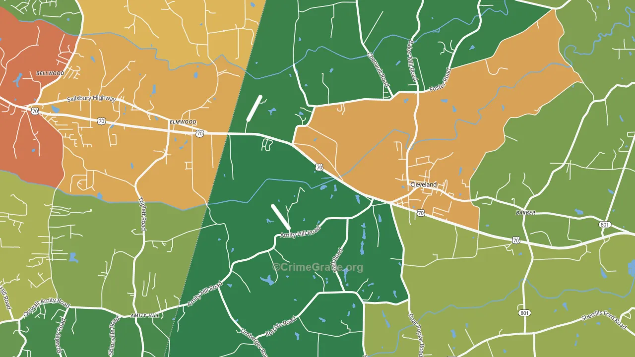 Cleveland, NC Map of Assault Rates
