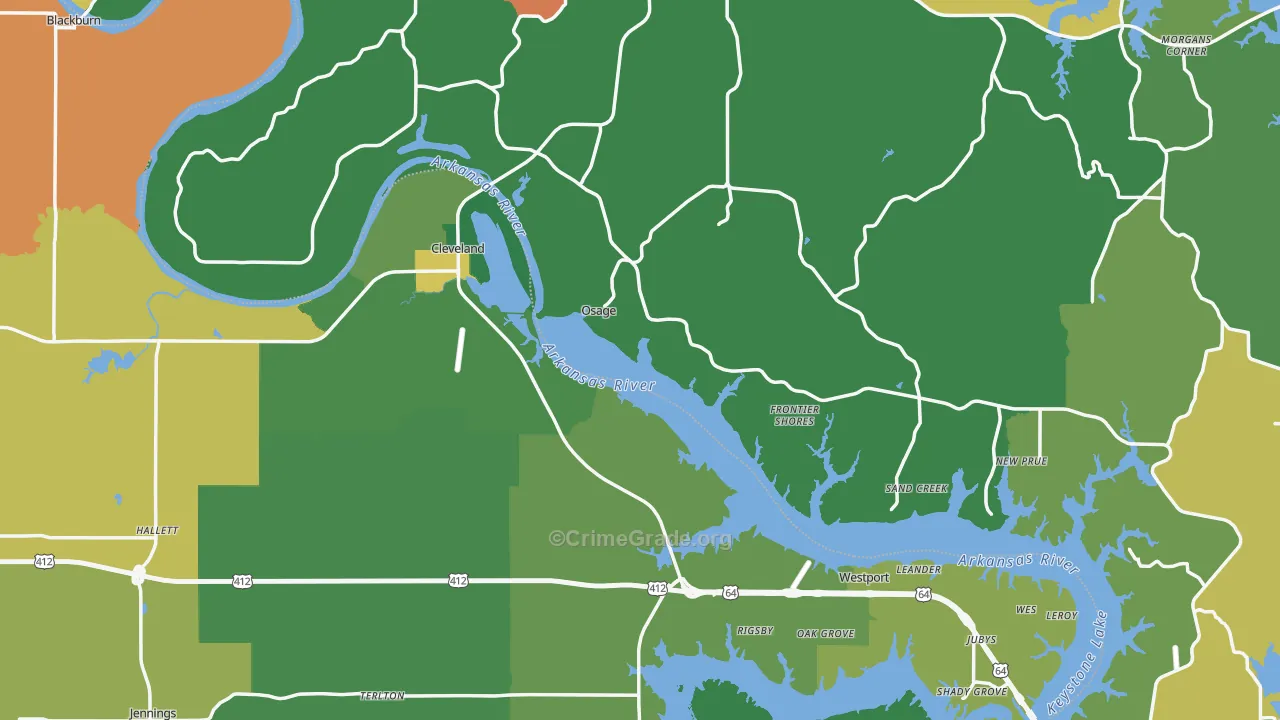 Cleveland, OK Map of Assault Rates