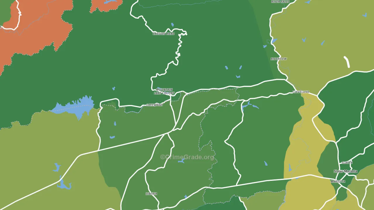 Cleveland, SC Map of Assault Rates