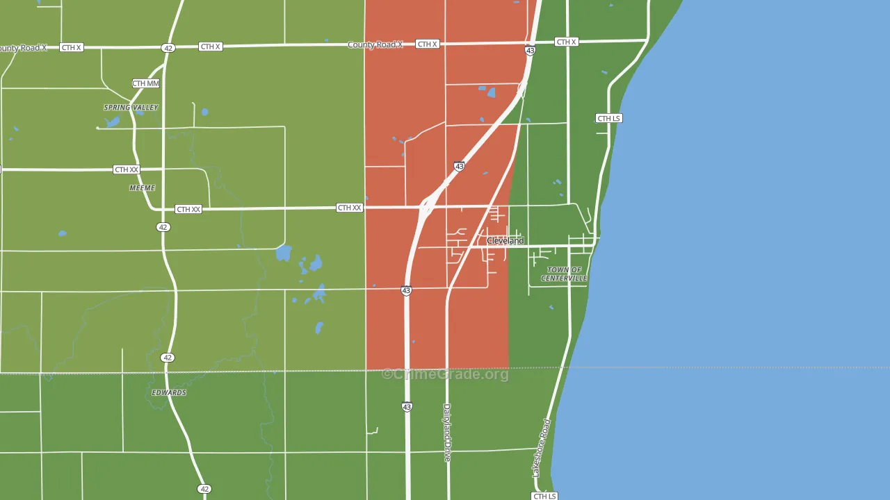 Cleveland, WI Map of Assault Rates