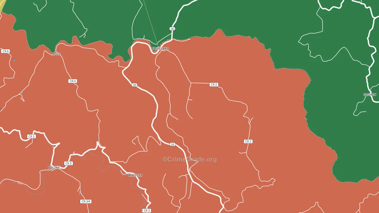 Cleveland, WV Map of Assault Rates
