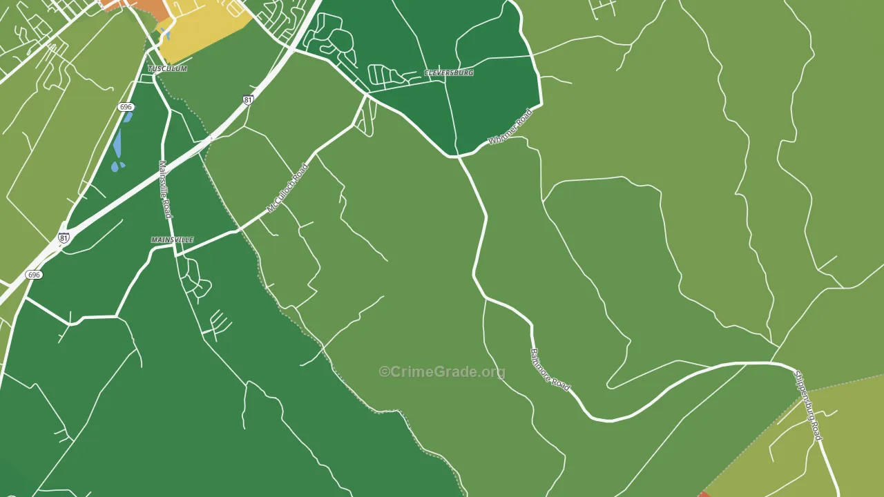 Cleversburg, PA Map of Assault Rates