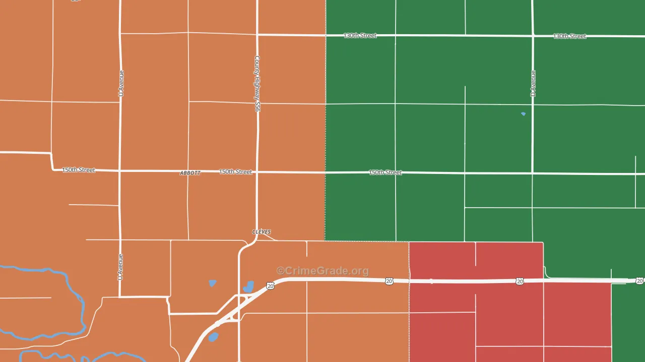 Cleves, IA Map of Assault Rates