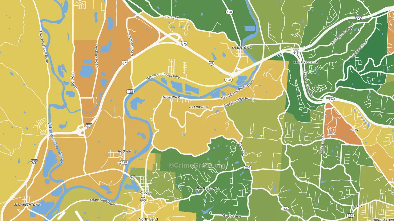 Cleves, OH Map of Assault Rates