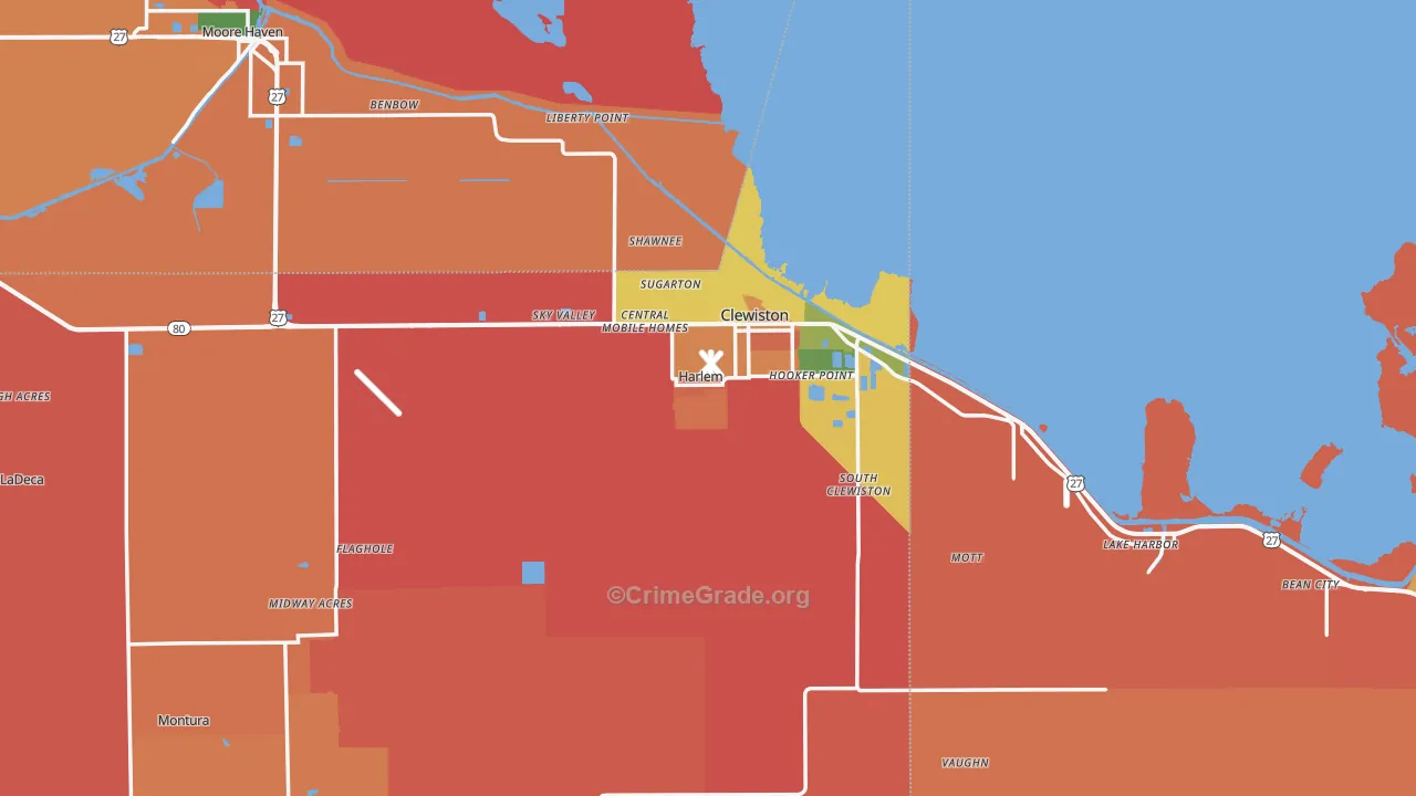 Clewiston, FL Map of Assault Rates