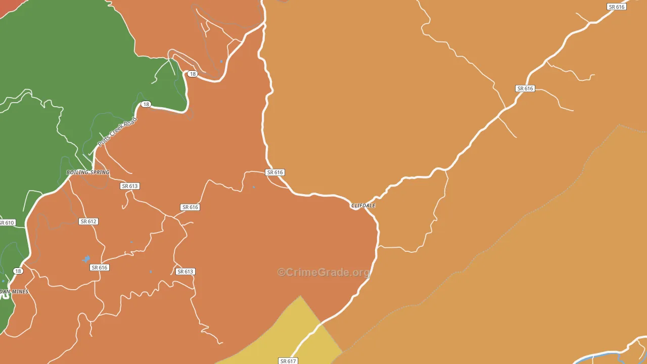 Clifdale, VA Map of Assault Rates
