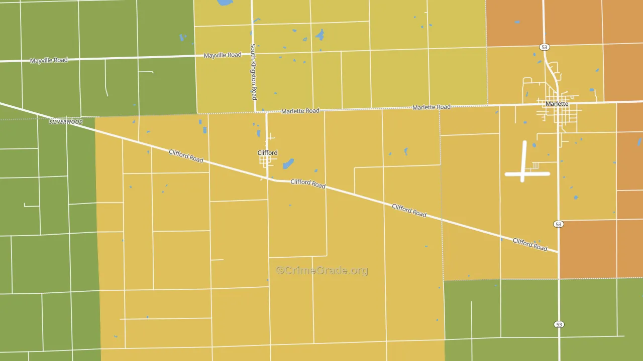 Clifford, MI Map of Assault Rates