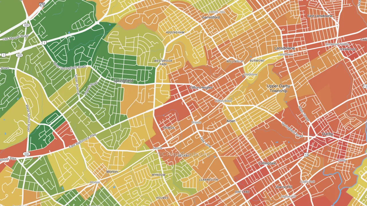 Clifton Heights, PA Map of Assault Rates