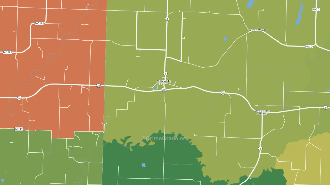 Clifton Hill, MO Map of Assault Rates