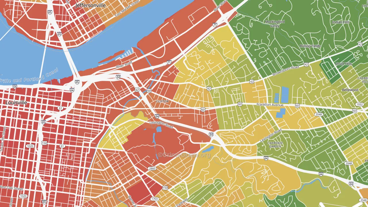 Clifton, Louisville, KY Map of Assault Rates