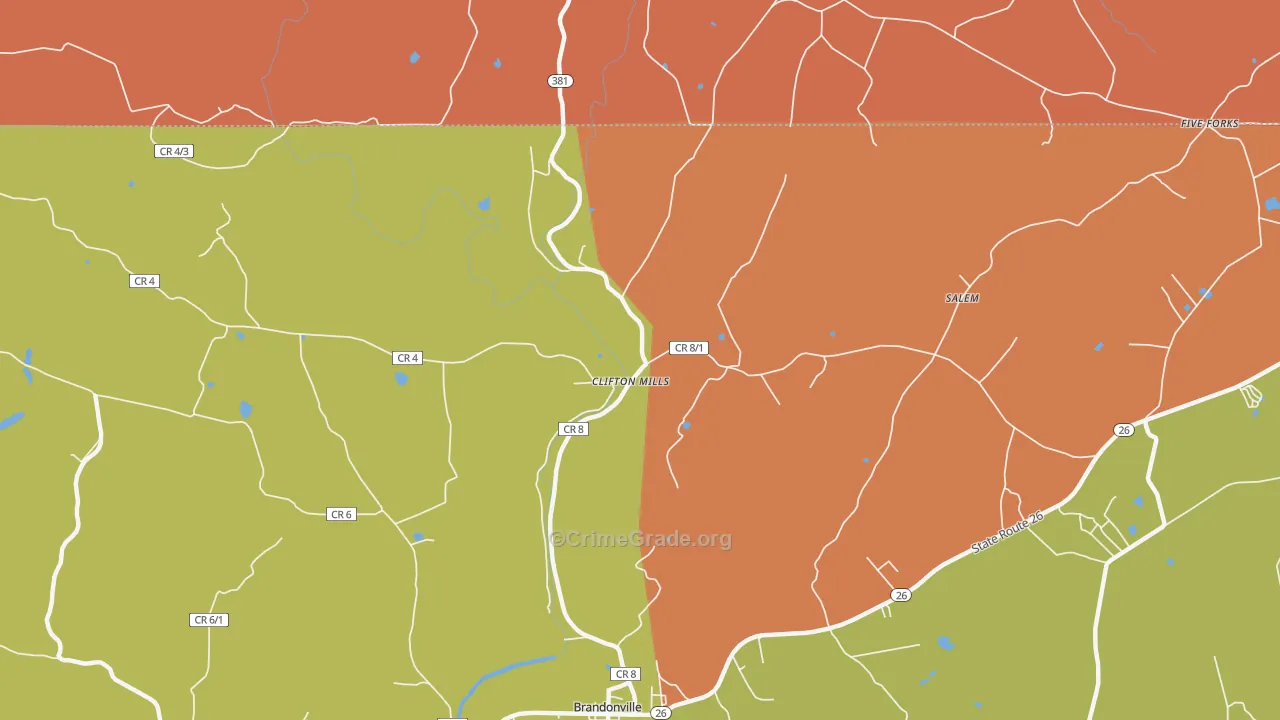 Clifton Mills, WV Map of Assault Rates
