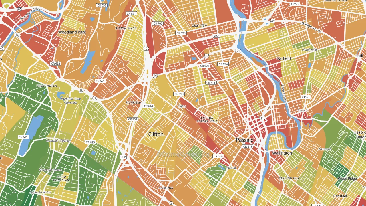 Clifton, NJ Map of Assault Rates