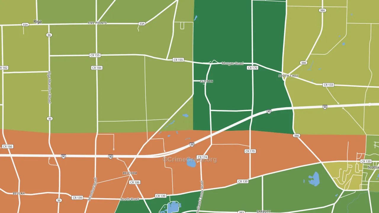 Clifton, NY Map of Assault Rates