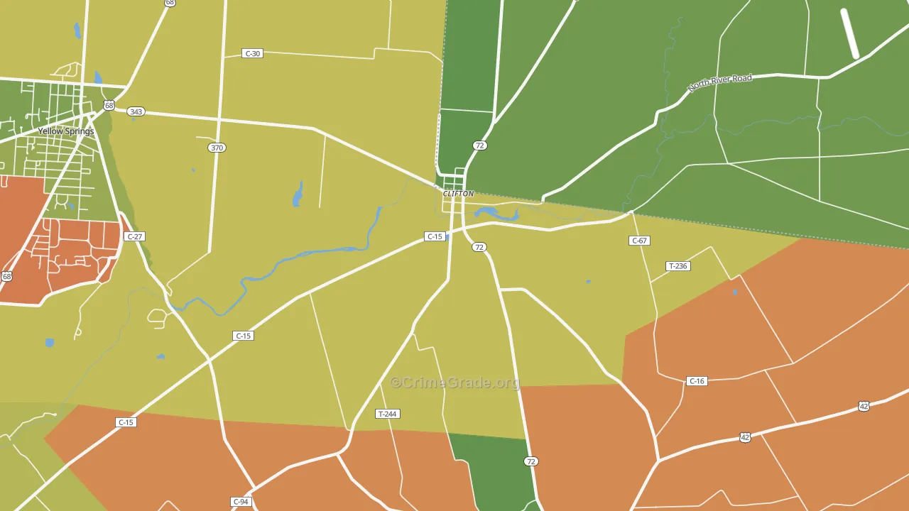 Clifton, OH Map of Assault Rates