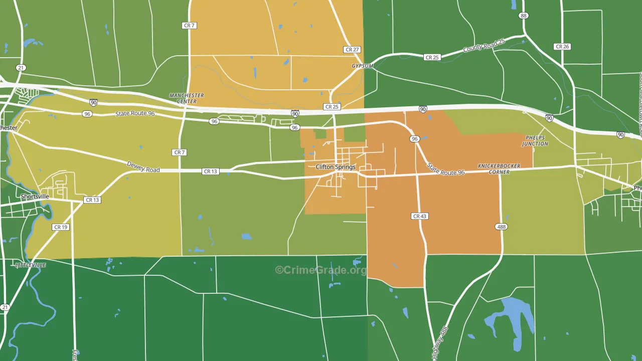 Clifton Springs, NY Map of Assault Rates