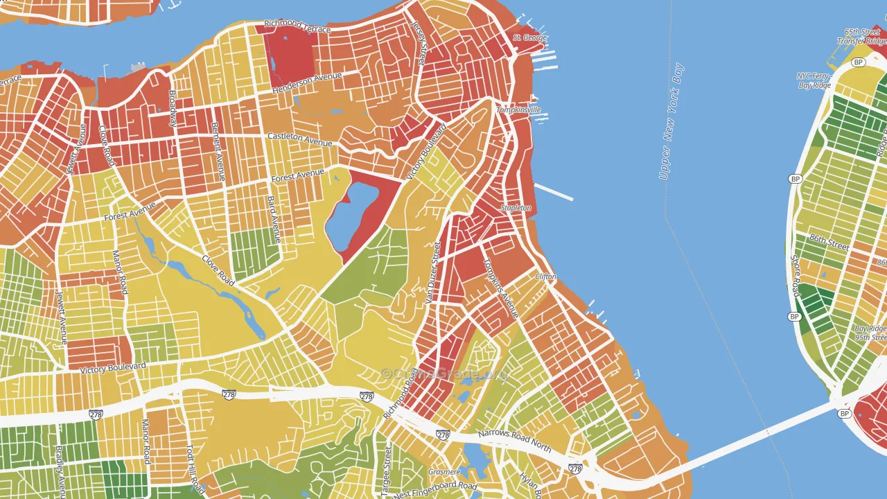 Clifton, Staten Island, NY Map of Assault Rates