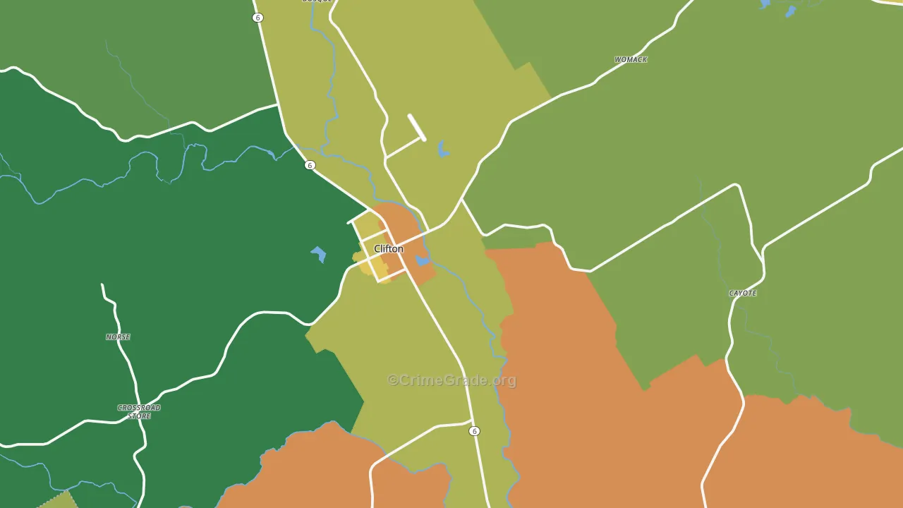 Clifton, TX Map of Assault Rates
